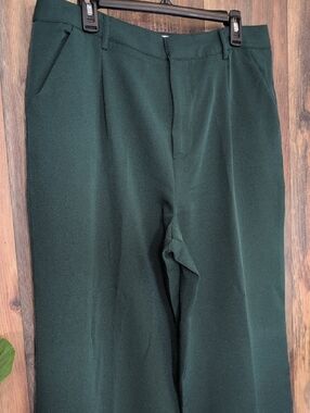 Grace & Lace Dark Green Wide-Leg Trousers Dress Pants 14            AC125